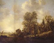 REMBRANDT Harmenszoon van Rijn View of a Town on a River oil painting reproduction